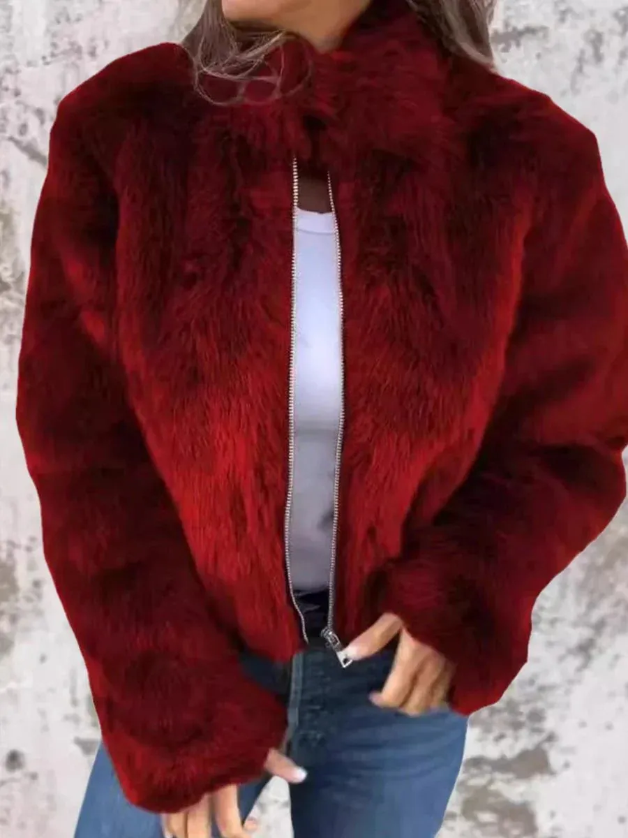 Elegant Kaylen Fur Coat with Zipper