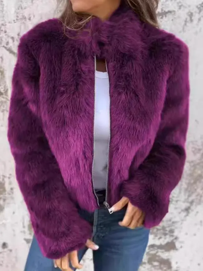 Elegant Kaylen Fur Coat with Zipper