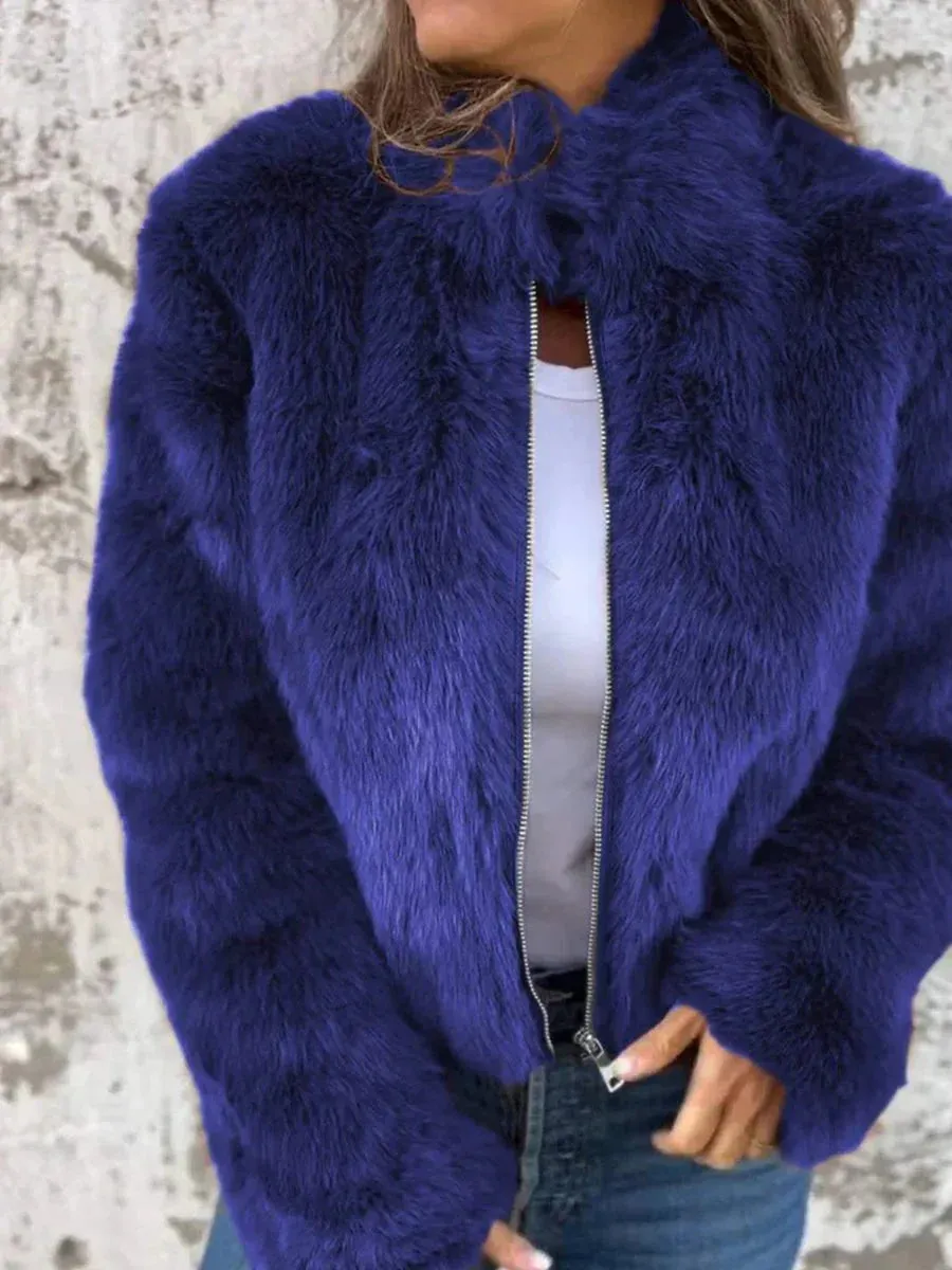 Elegant Kaylen Fur Coat with Zipper