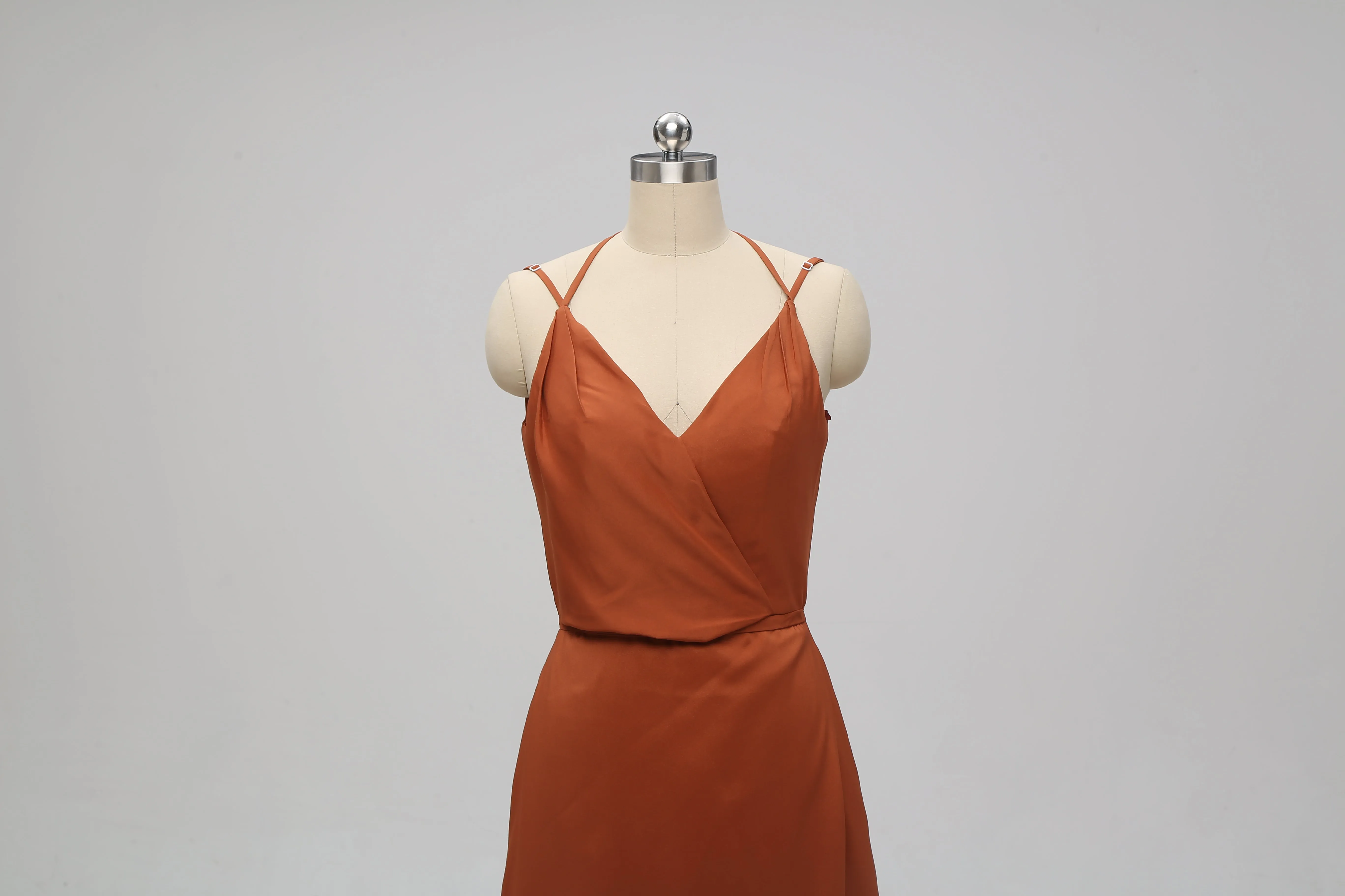 Elegant Orange V-neck Side Slit Backless Bridesmaid Dresses Online, TYP1071