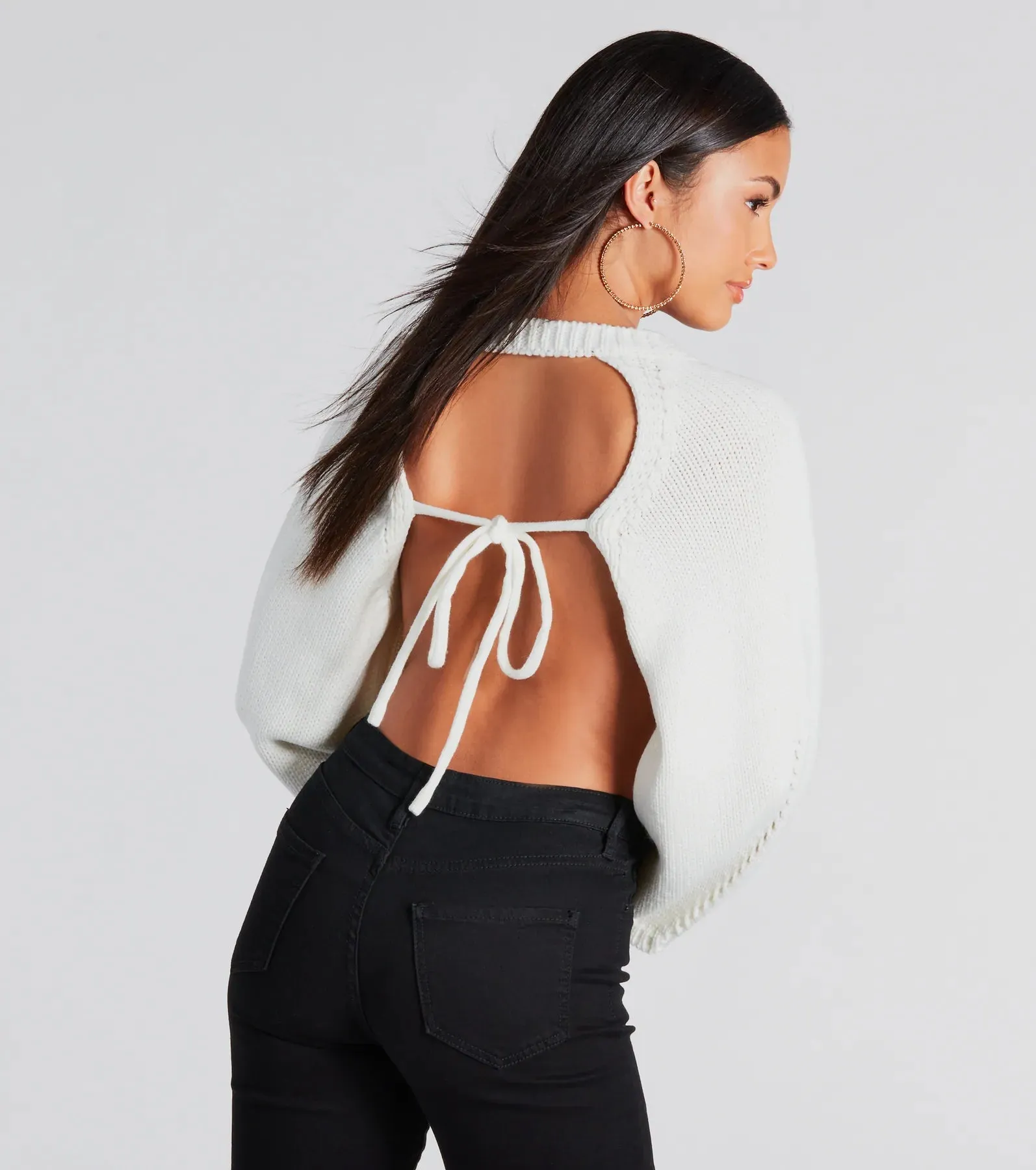 Elevated Cozy Open Back Cropped Sweater