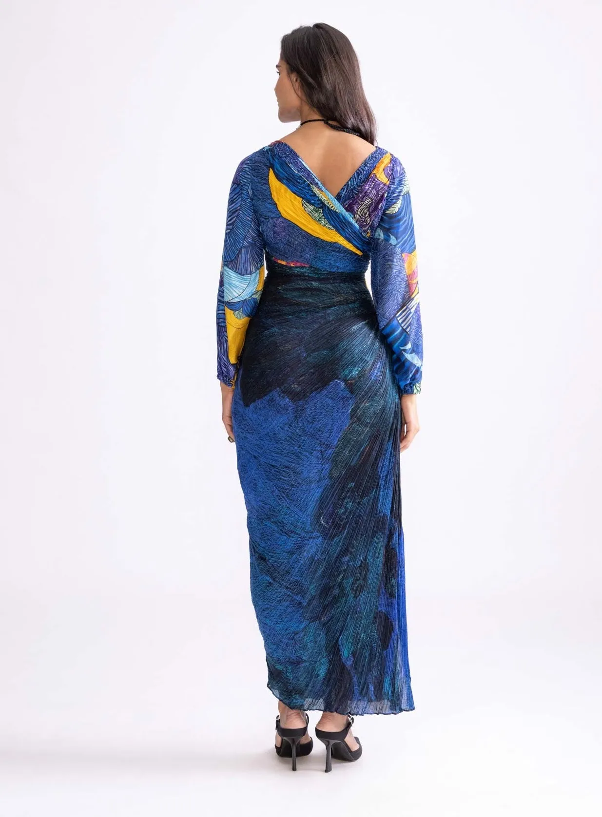 Eloise blue micro pleat dress