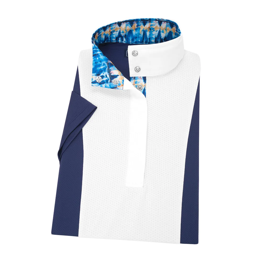 Essex Classics Girls Luna Performance Navy Tie Dye Short Sleeve Show Shirt