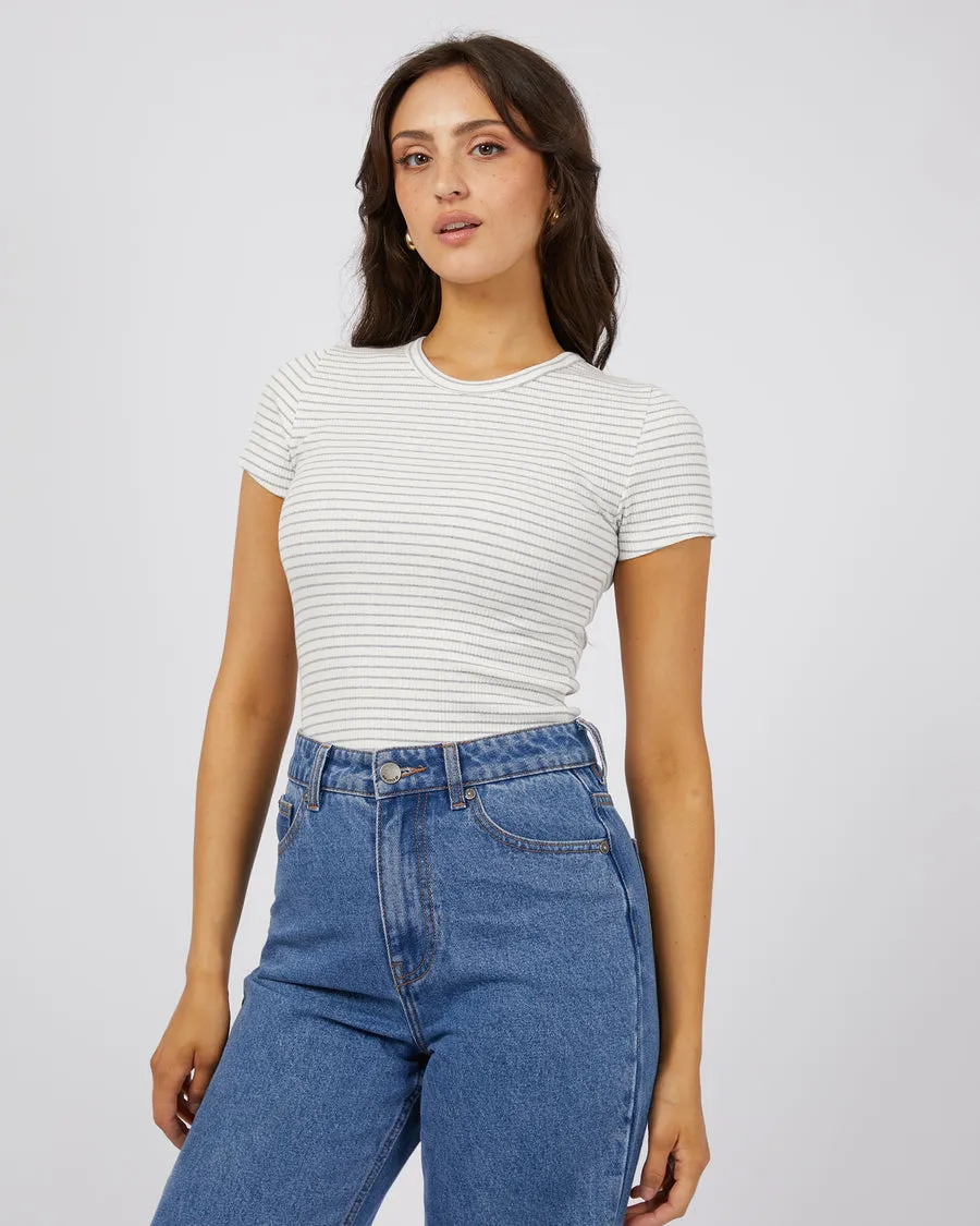 Eve Rib Stripe Tee | Grey Marle