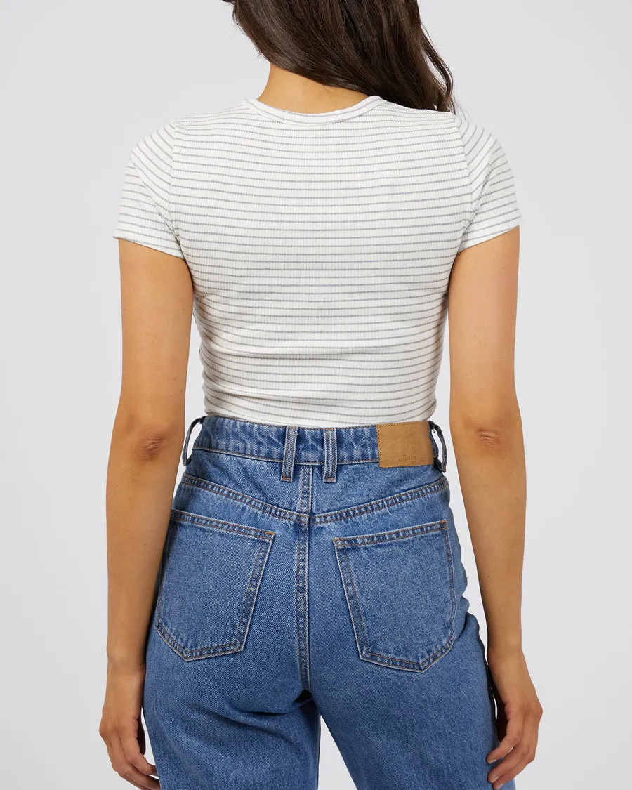 Eve Rib Stripe Tee | Grey Marle