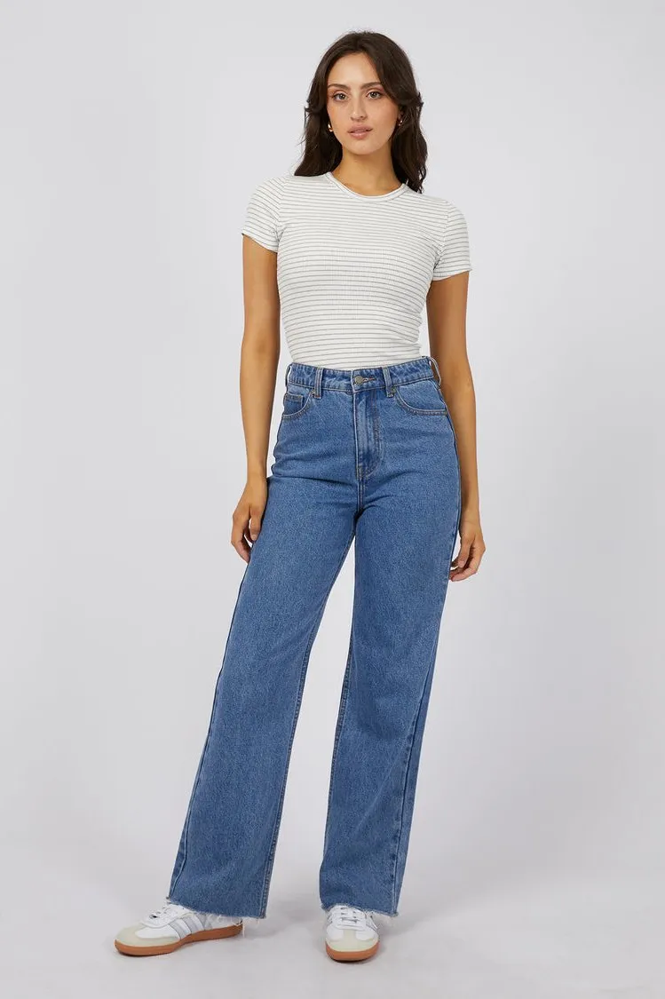 Eve Rib Stripe Tee | Grey Marle
