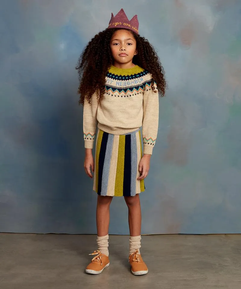 Everyday Striped Skirt, dusty blue