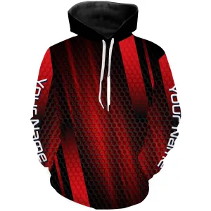 Fishing Red background Custom name 3D All Over Printed Hoodie Fishing, basic UV Fishing Shirts TMTS036