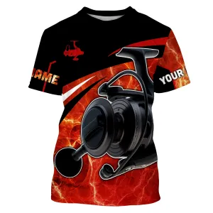 Fishing reel red and black performance Fishing Shirts Custom fishing T-shirt NPQ412