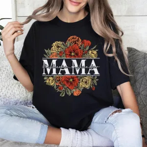 Floral Mama T-Shirt, Custom Mom Shirt With Kids Names, Gift For Mom, Mother's Day Gift, Mother's Day Shirt, Vintage Mama Shirt, Mama Gift