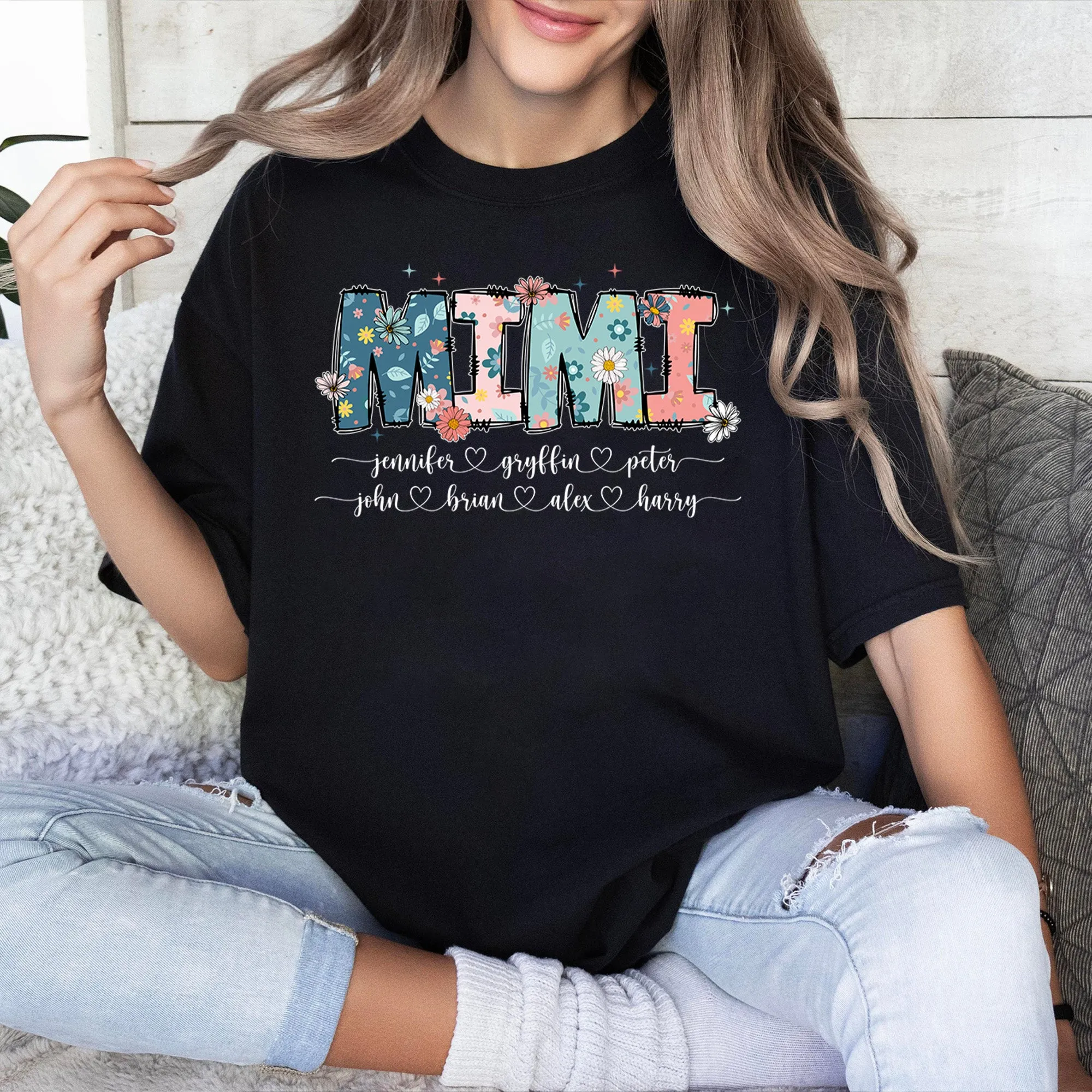 Floral Mama T-Shirt, Personalized Mom Shirt With Kids Names, Gift For Mom, Mothers Day Gift, Mothers Day Shirt, Mama Shirt, Mama Gift