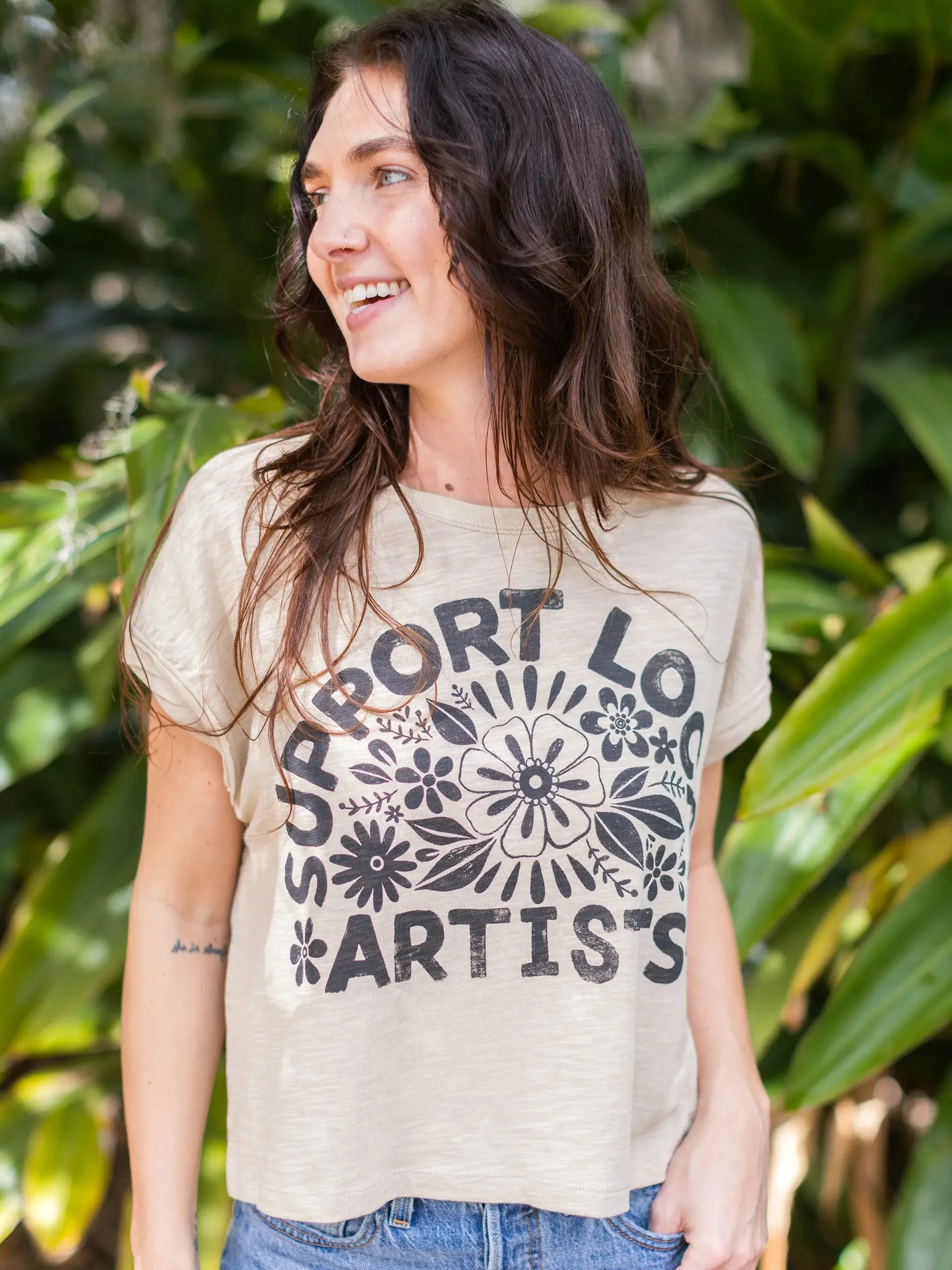 Frankie Cotton Boxy Tee Shirt - Support Local Artists