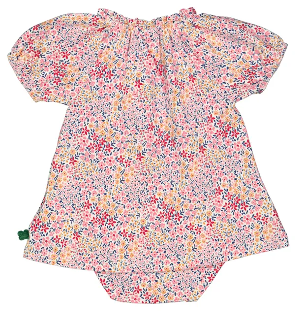 Freds World Bloom Puff Baby Dress Onesie Almond/Papaya Mix