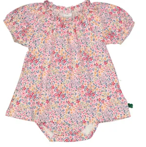 Freds World Bloom Puff Baby Dress Onesie Almond/Papaya Mix