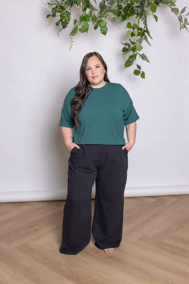 French Terry Boxy Tee in Emerald