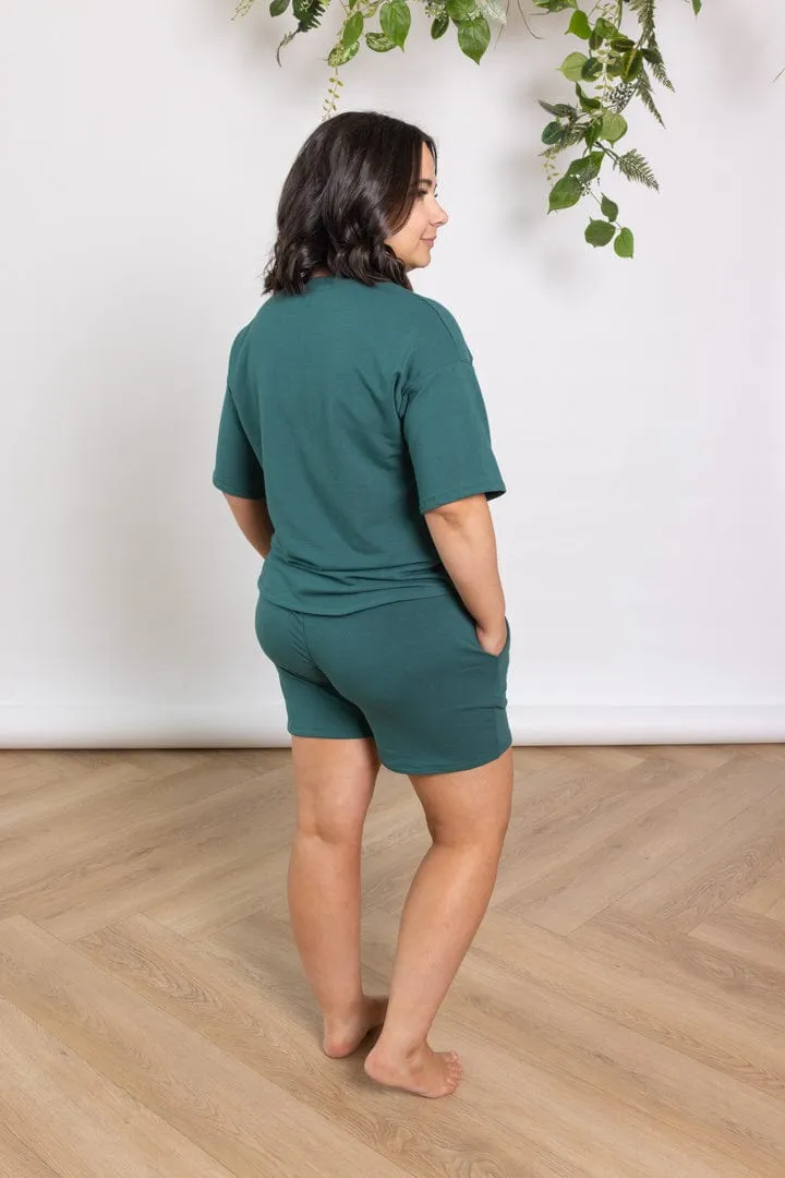 French Terry Boxy Tee in Emerald