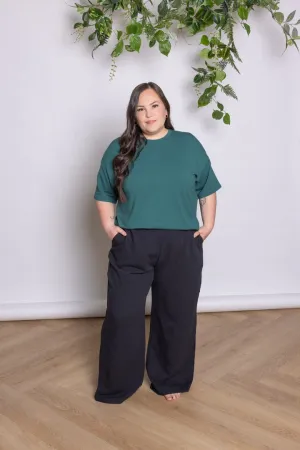French Terry Boxy Tee in Emerald