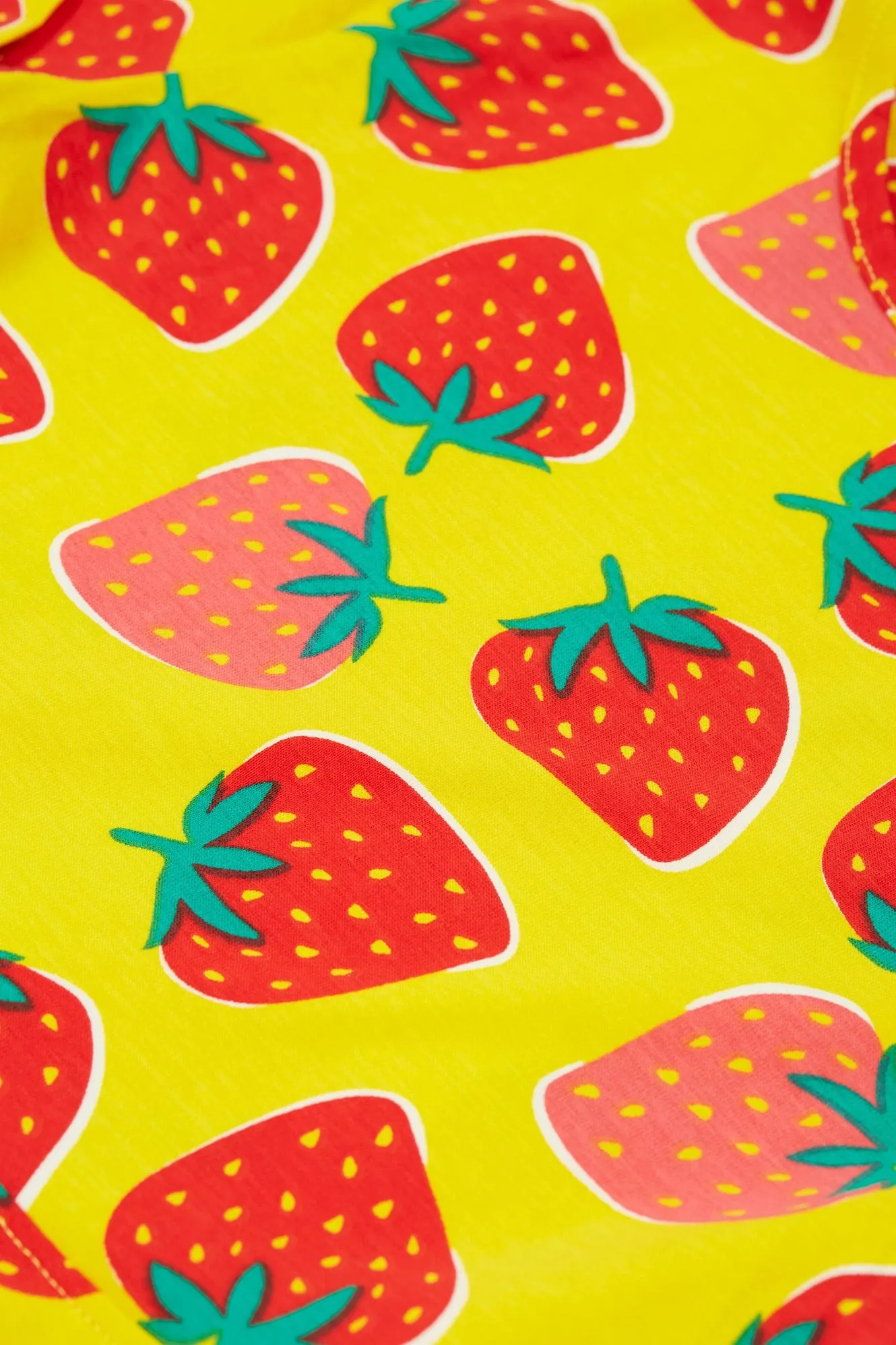 Frugi Spring Skater Dress Yellow Strawberry Patch