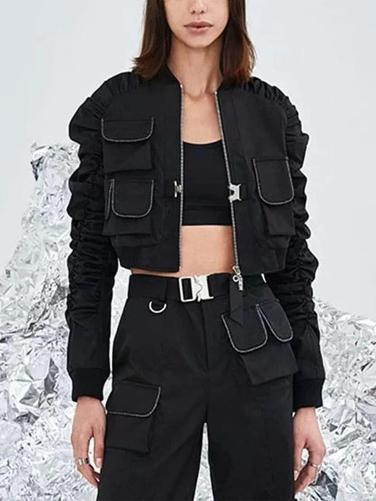 Function Multi Pockets Folds Jacket