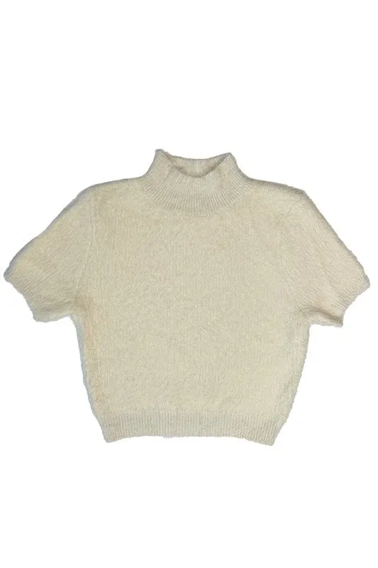 Fuzzy mock collar top