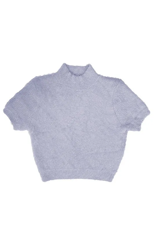 Fuzzy mock collar top