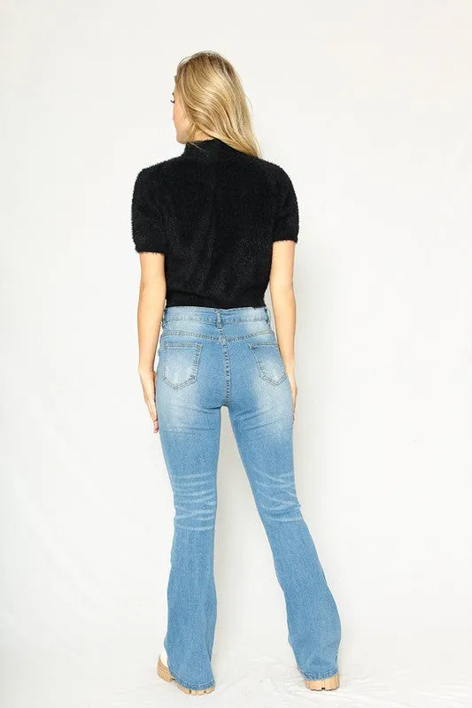 Fuzzy mock collar top