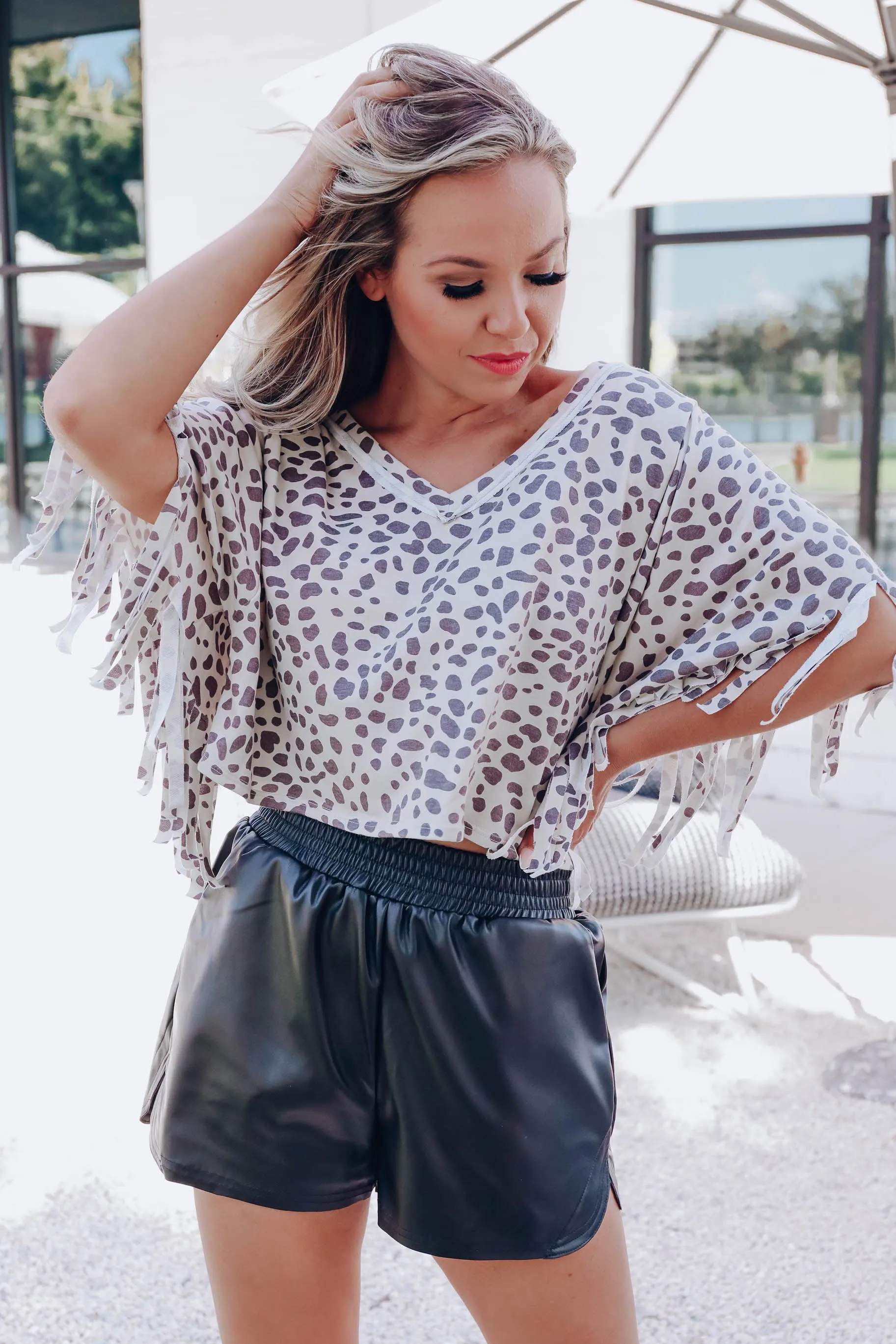 Gabe Printed Fringe Crop Top - Final Sale