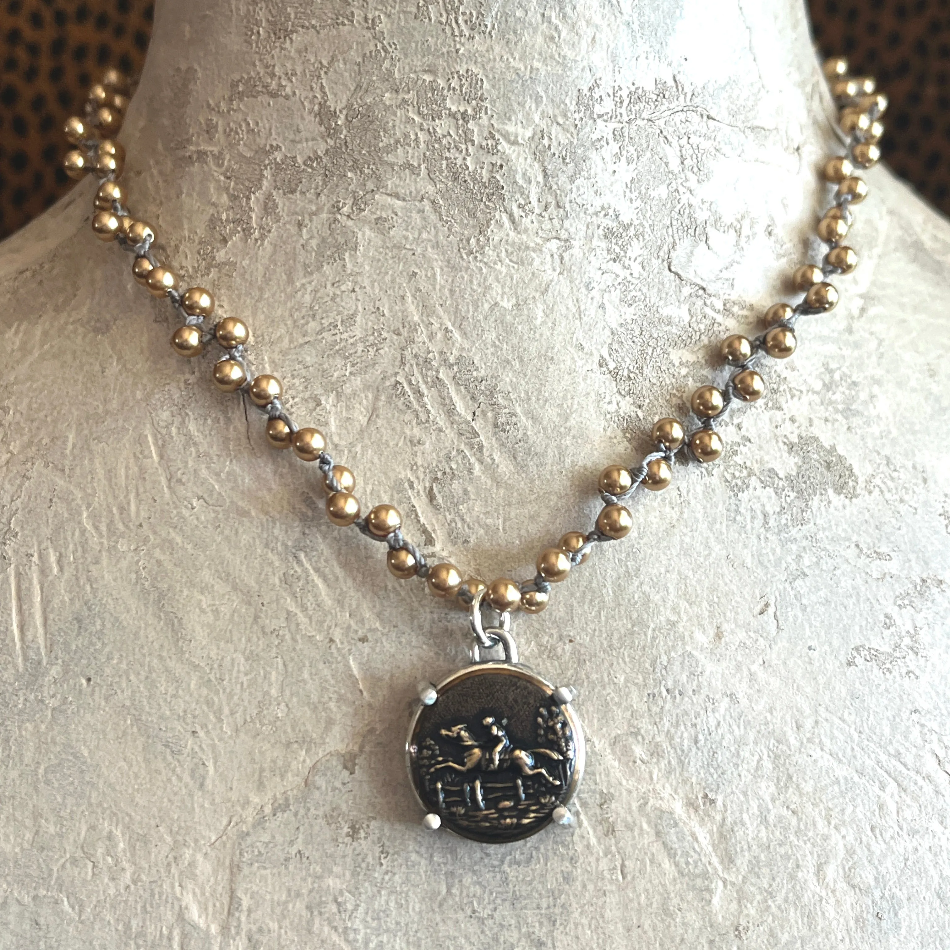 Galloping Horse Button Necklace