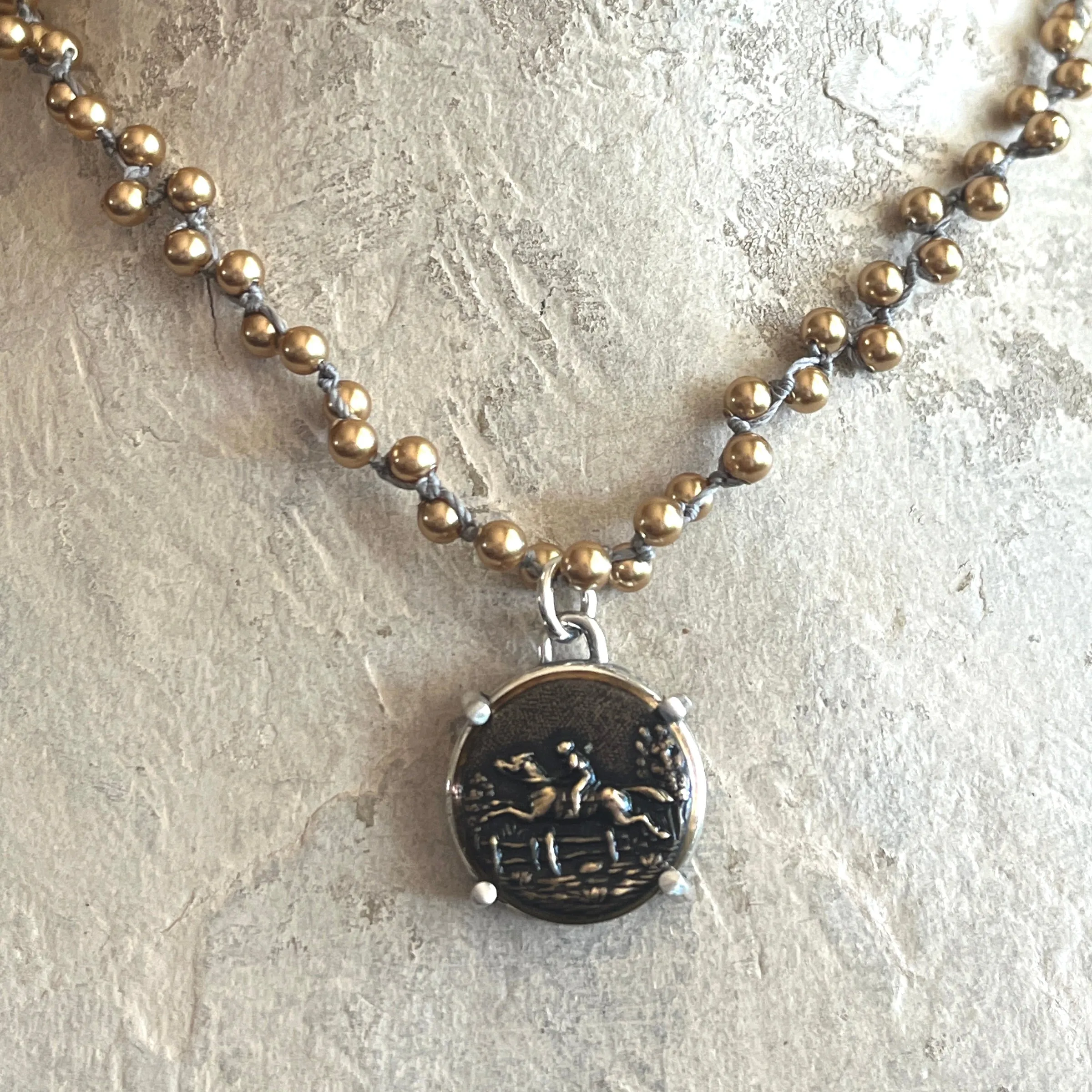Galloping Horse Button Necklace
