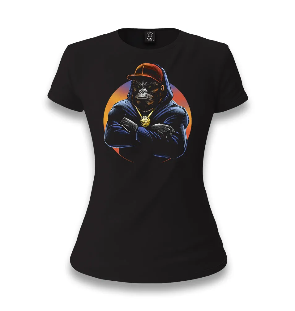 Gangster Monkey Women's Black T-shirt