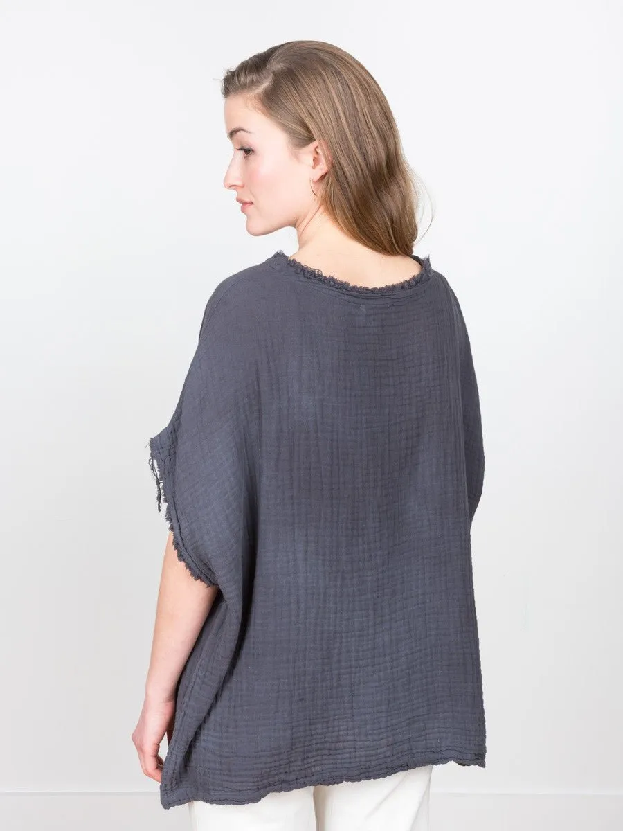 gauze top - dark grey