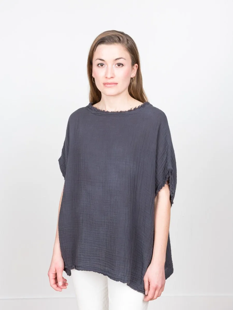 gauze top - dark grey