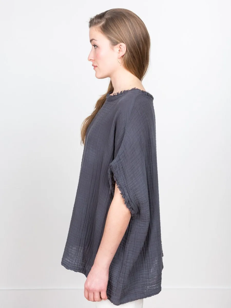 gauze top - dark grey
