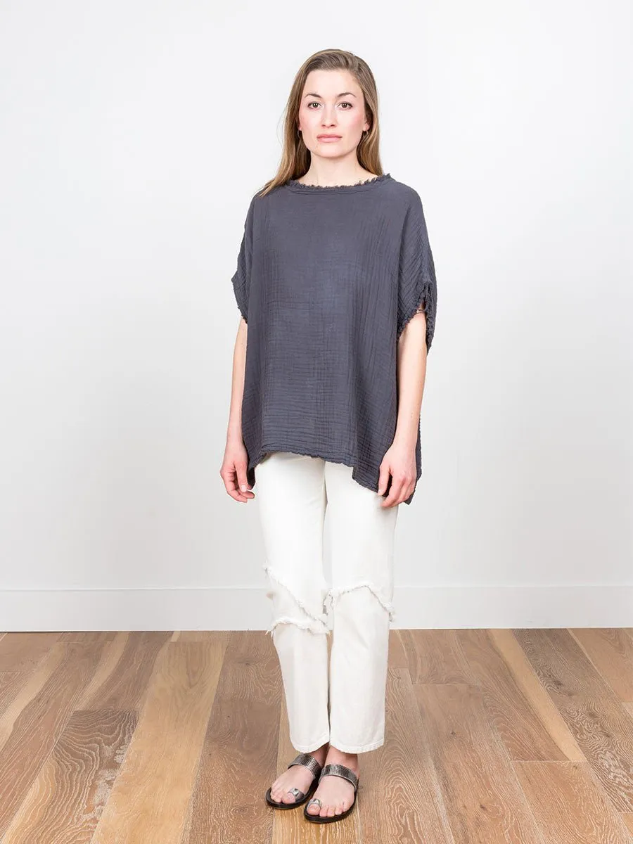 gauze top - dark grey