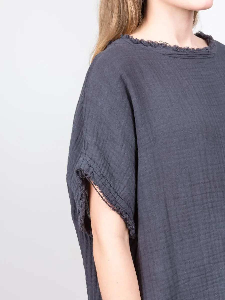 gauze top - dark grey