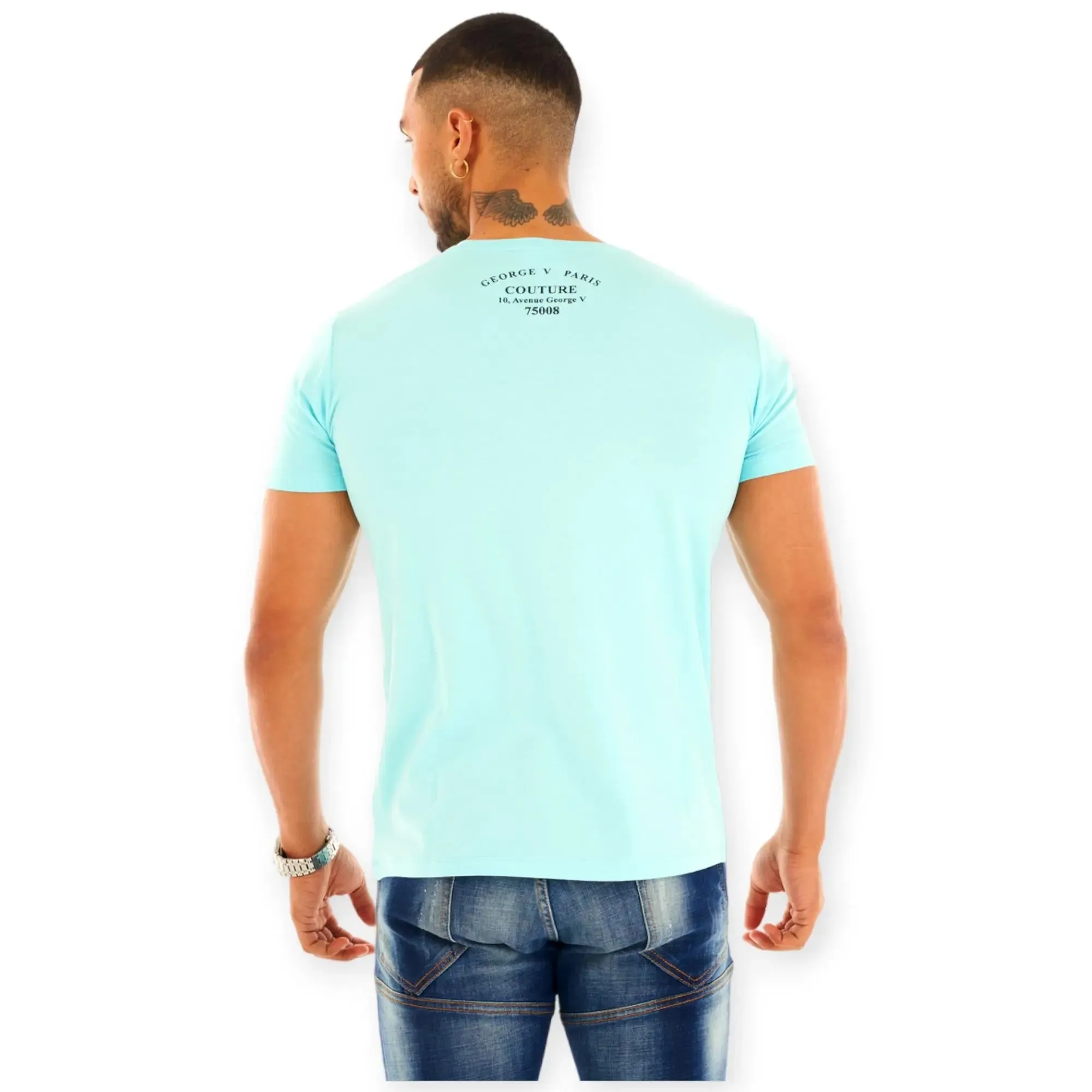 George V Men Crystal Joker T-Shirt (Baby Blue)