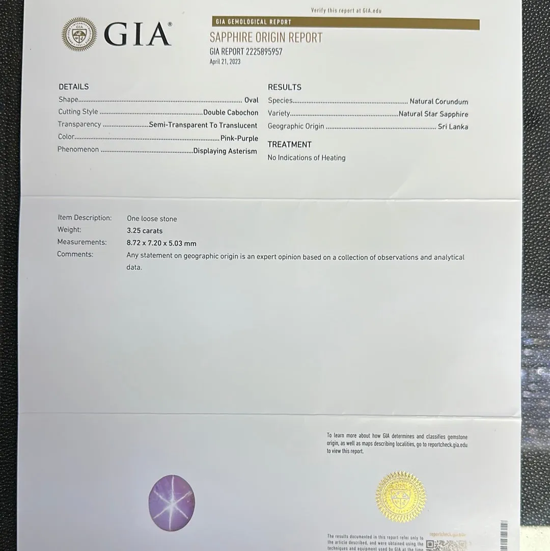 GIA Certified Matching Star Sapphires Pink-Purple