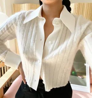 GILLIAN CROPPED SERIOUS SHIRT IN MILK