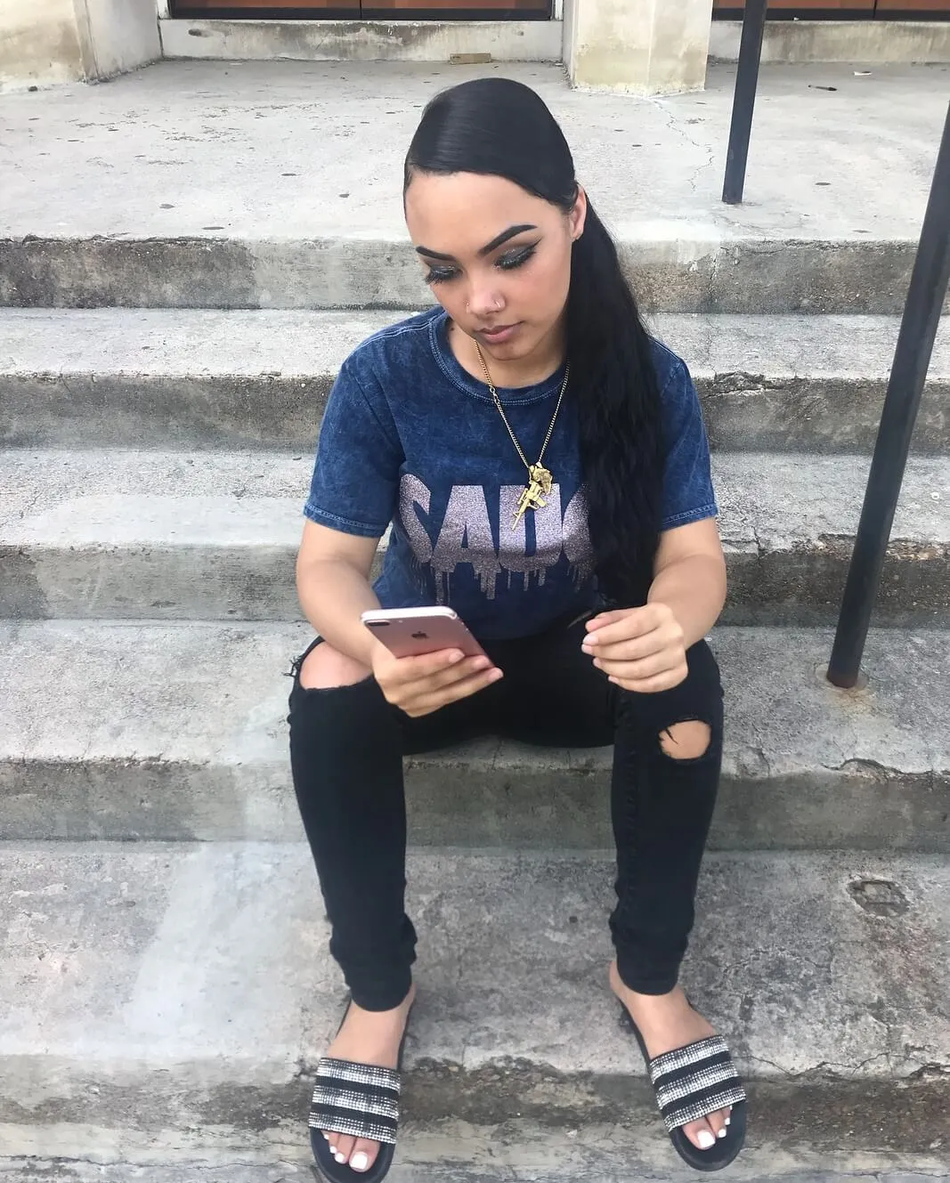 Glitter Sauce | Navy Blue Vintage Wash Tee