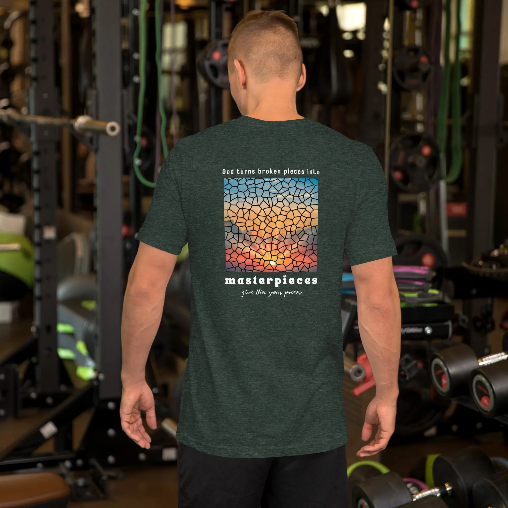 God turns broken pieces into masterpieces - Christian tshirt