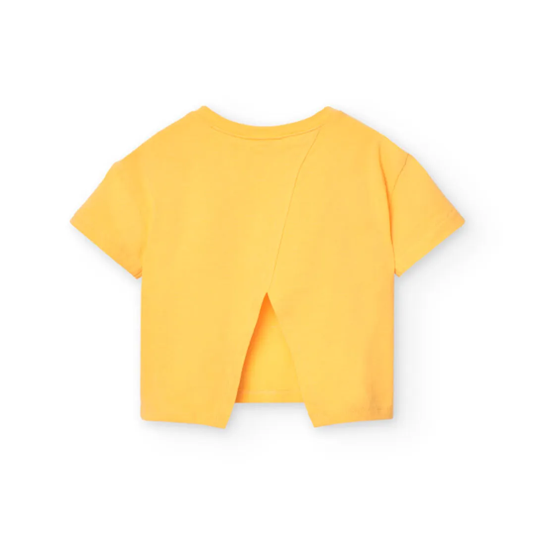 Golden Bloom Top & Pleated Denim Skirt Set