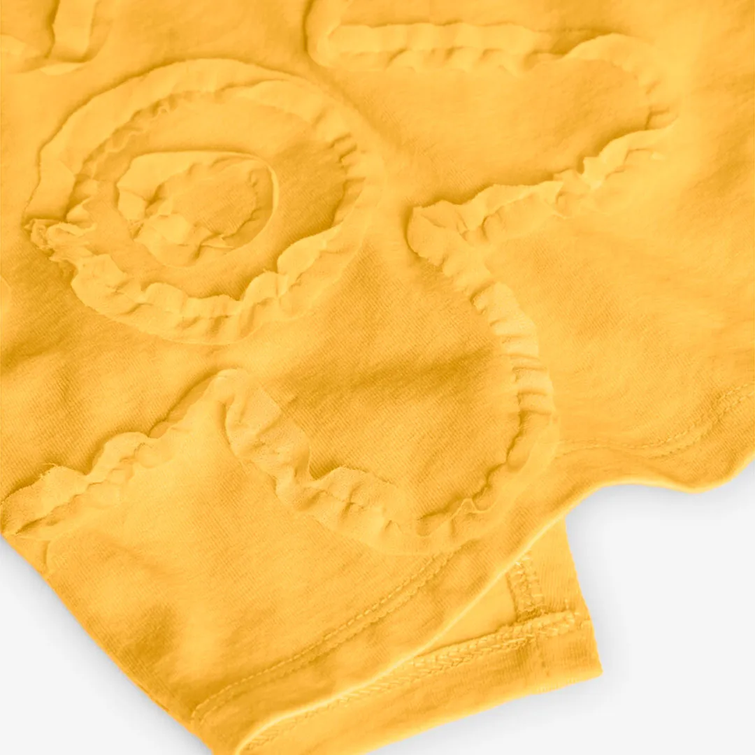 Golden Bloom Top & Pleated Denim Skirt Set