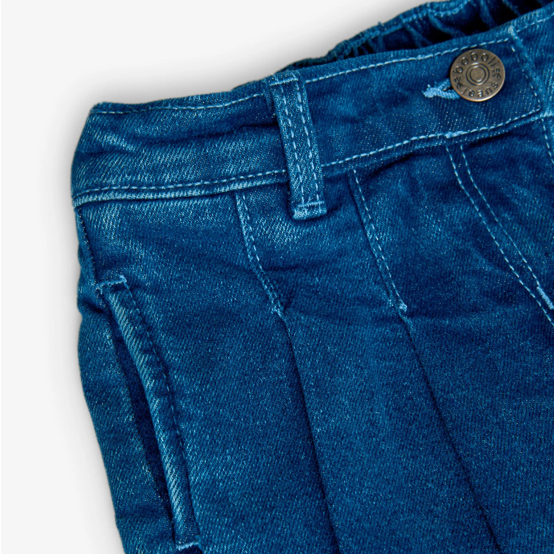Golden Bloom Top & Pleated Denim Skirt Set