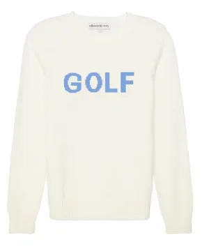 Golf Classic Crewneck Sweater - Ivory with Blue