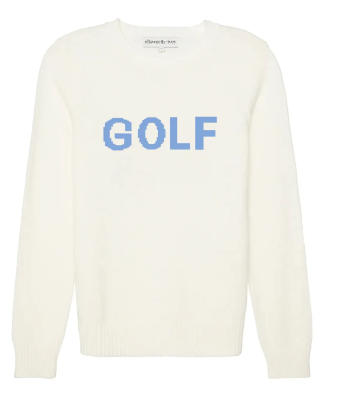Golf Classic Crewneck Sweater - Ivory with Blue