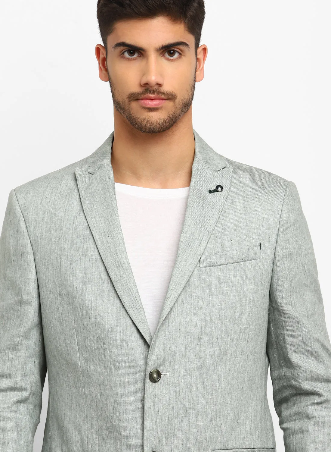 Green Peak Collar Casual Jacket