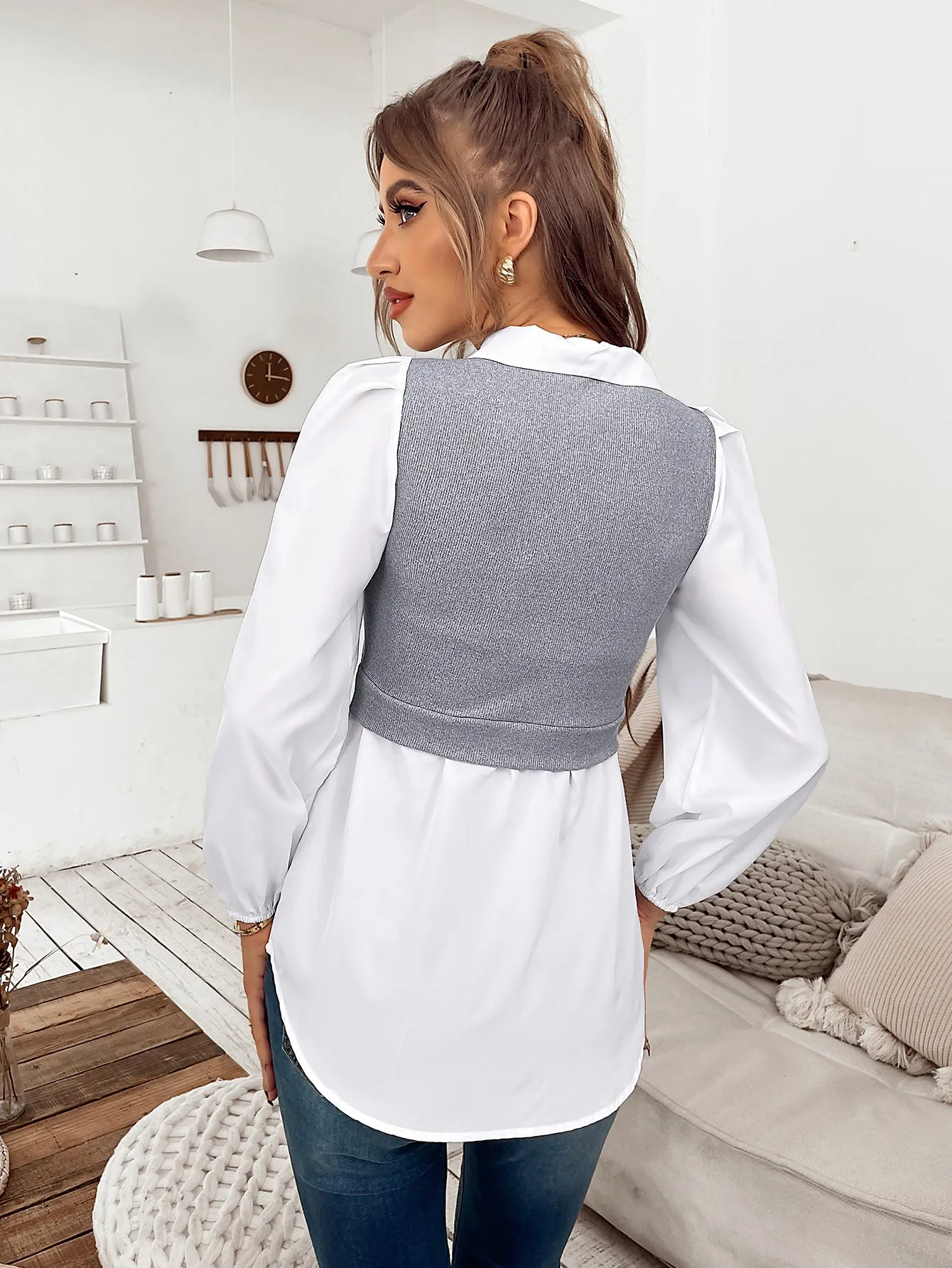 Grey Towfer Detail Shirt