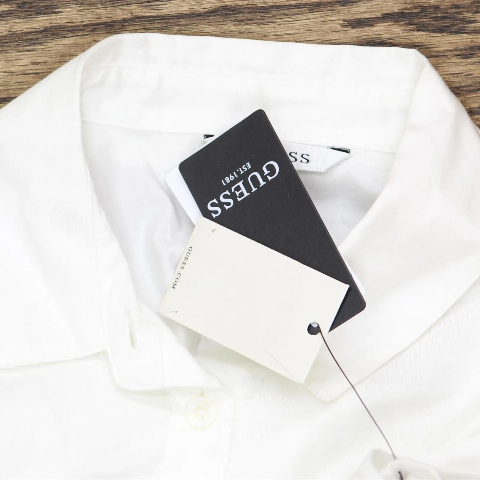 Guess Womens Sleeveless Cropped Tie-Waist Shirt W2YH73WAF10 White XS