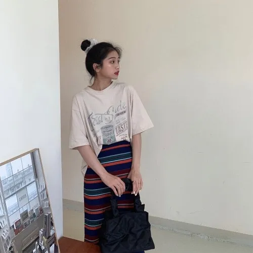 Halajuku Letter Printed Loose T-shirts