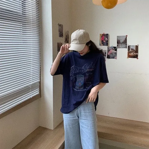 Halajuku Letter Printed Loose T-shirts